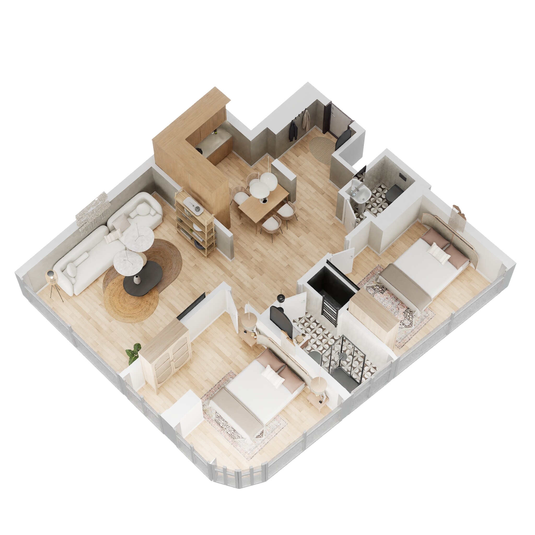 2 Beds 754 Sq. Ft. Apartment in Radiant Square Apartments