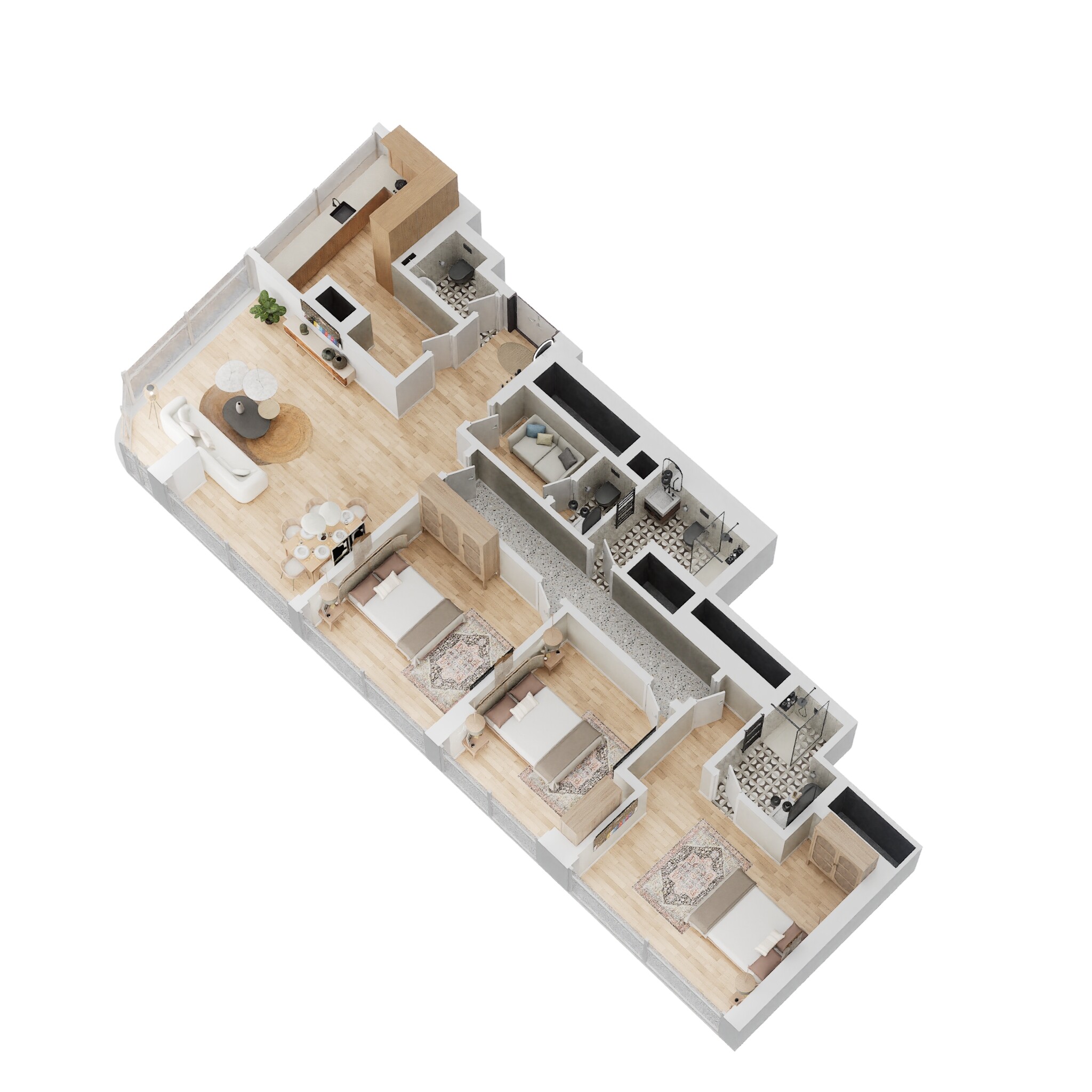 3 Beds 1593 Sq. Ft. Apartment in Radiant Square Apartments