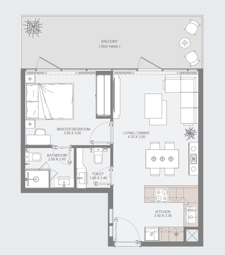 Reportage Al Maryah Vista 2 1 Bed Layout