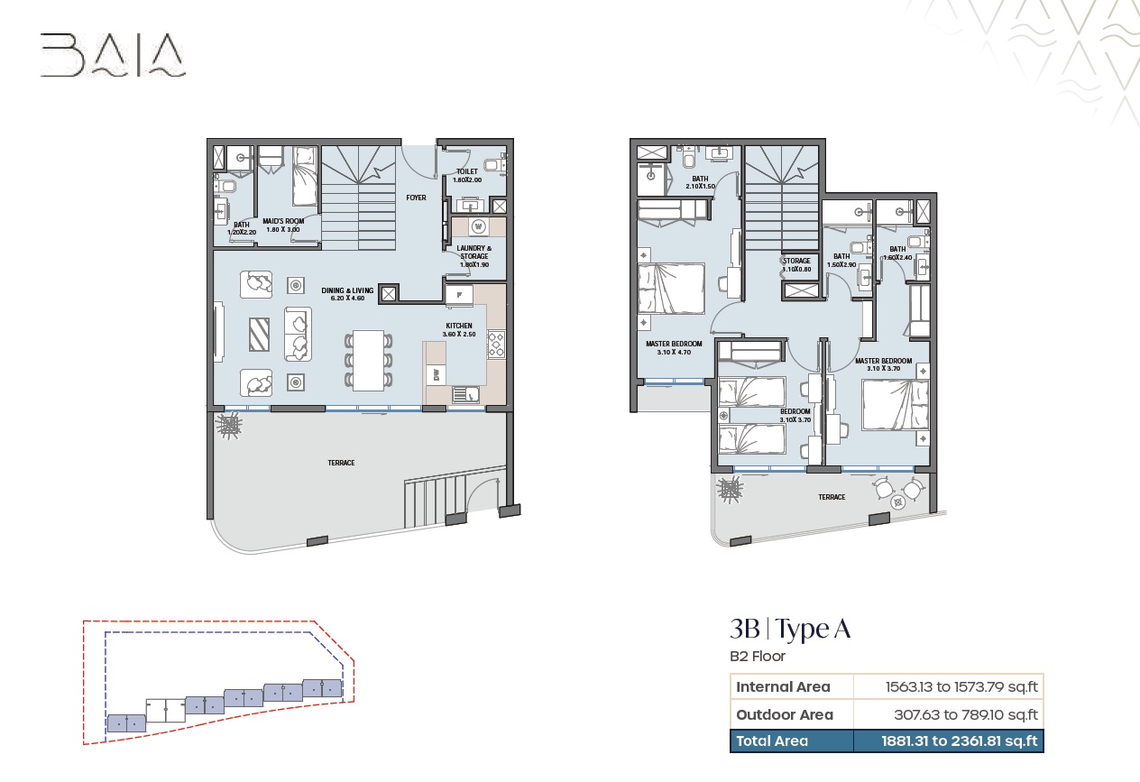 Reportage Baia 3 Beds Layout