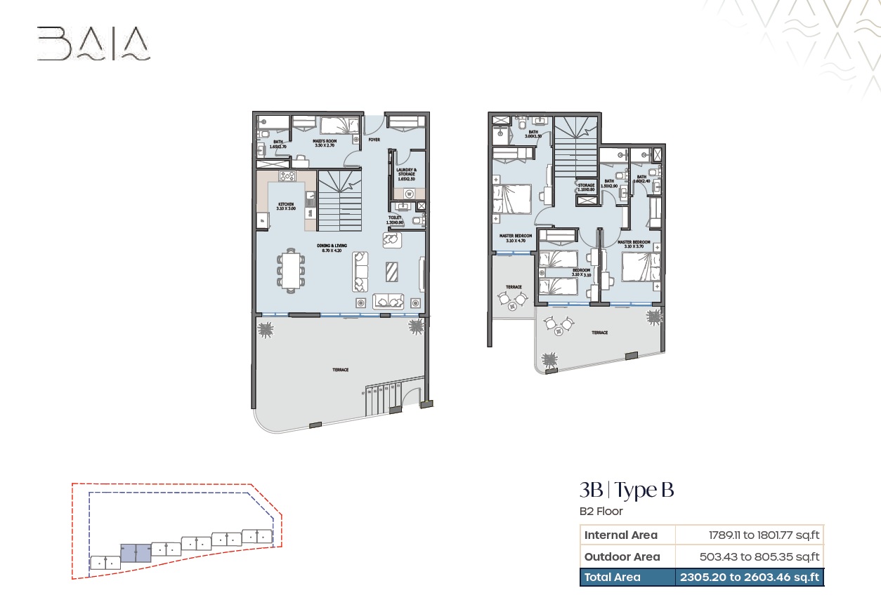 Reportage Baia 3 Beds Layout