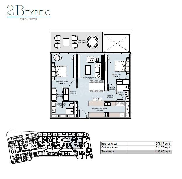2 Beds 1191 Sq. Ft. Apartment in Reportage Marlin