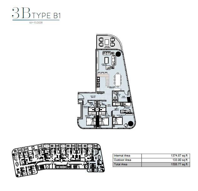 3 Beds 1509 Sq. Ft. Apartment in Reportage Marlin