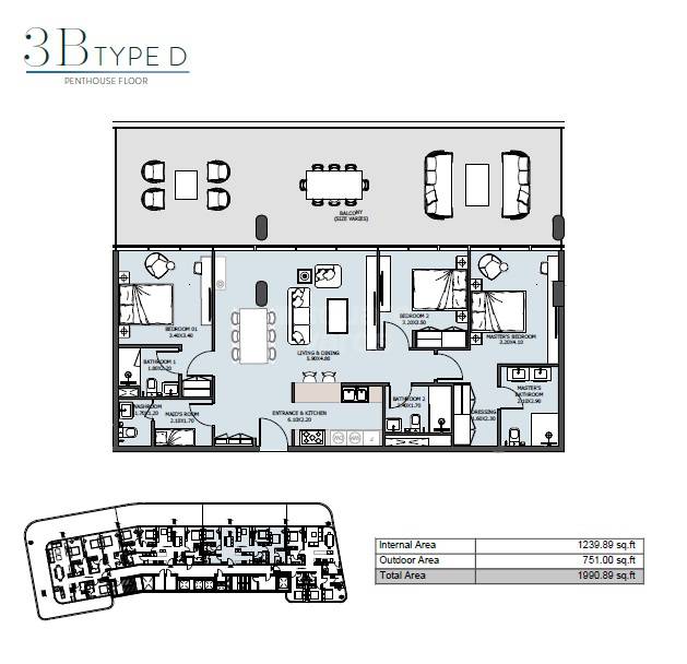 3 Beds 1991 Sq. Ft. Apartment in Reportage Marlin