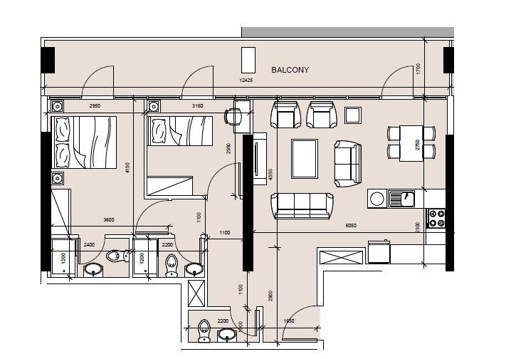 2 Beds 928 Sq. Ft. Apartment in Reportage Oasis Residences Two