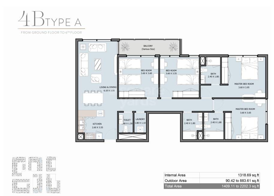 4 Beds 1409 Sq. Ft. Apartment in Reportage Royal Park