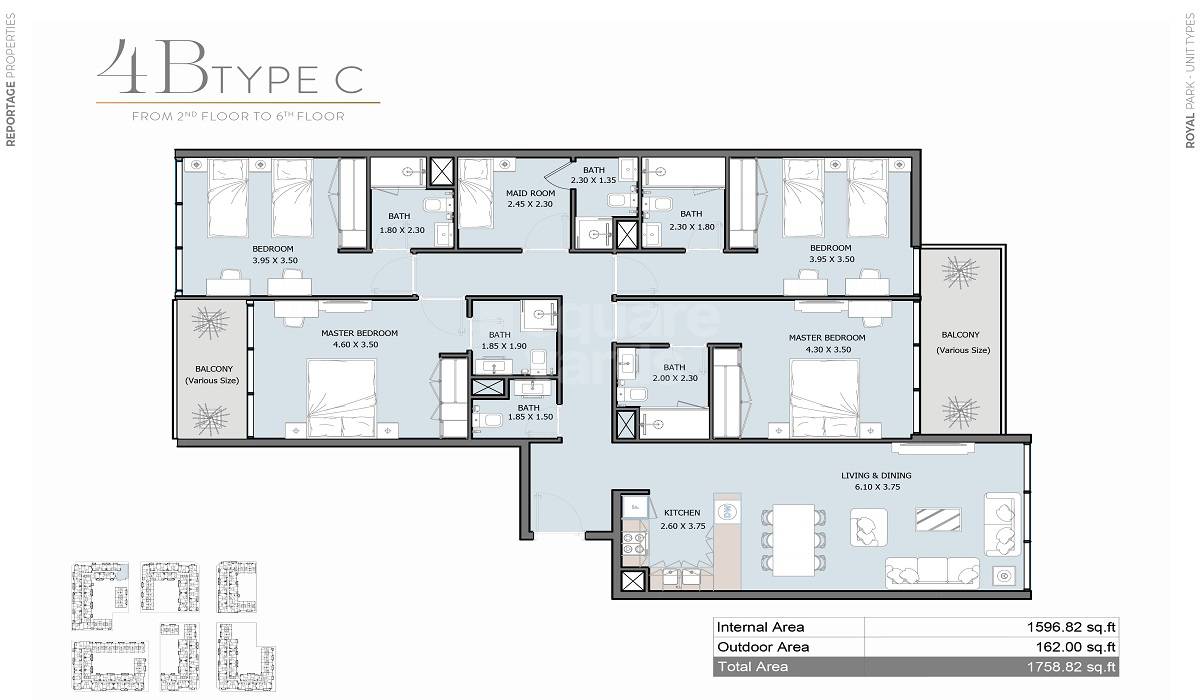 4 Beds 1758 Sq. Ft. Apartment in Reportage Royal Park