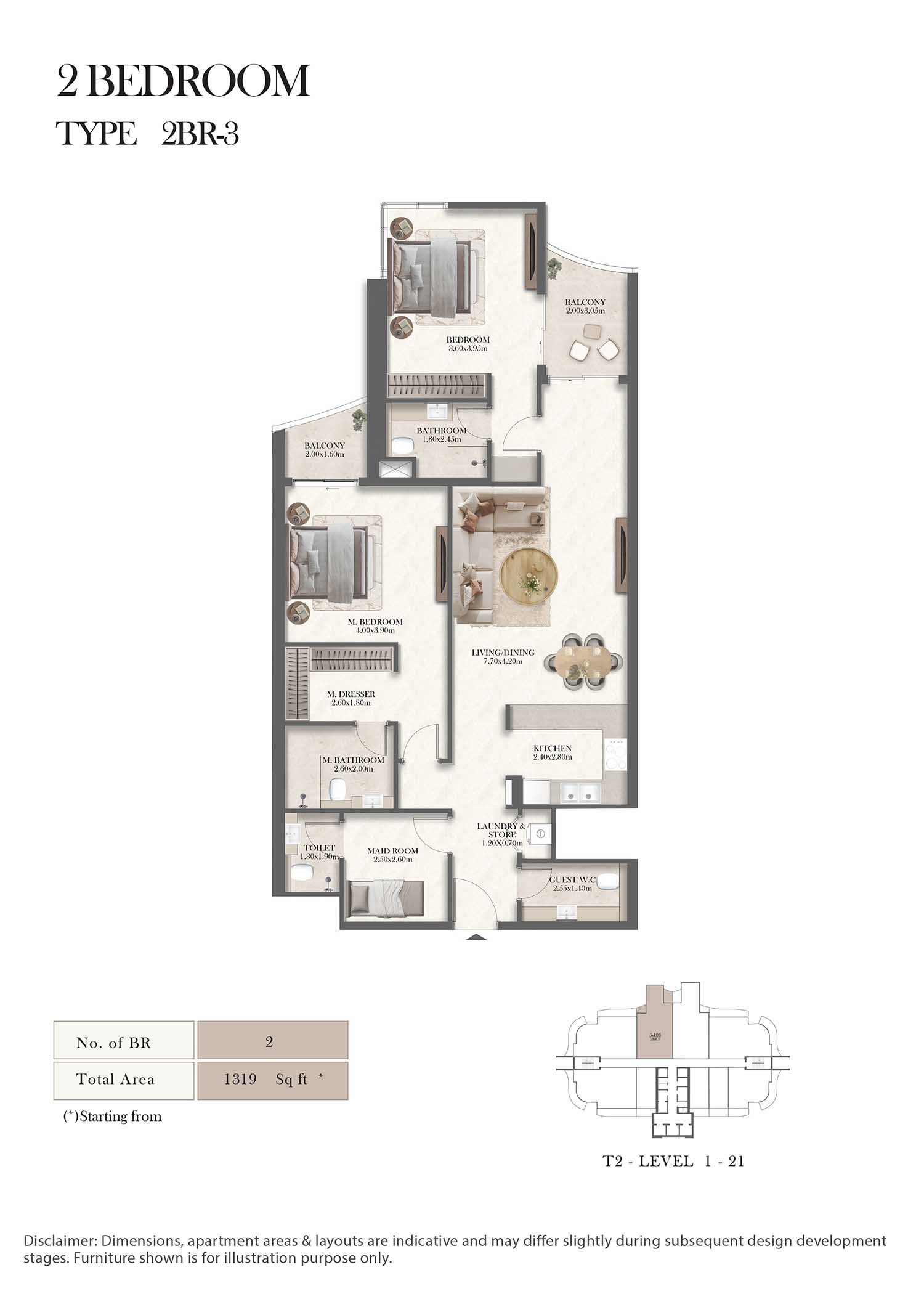Royal Radisson Residences 2 Beds Layout