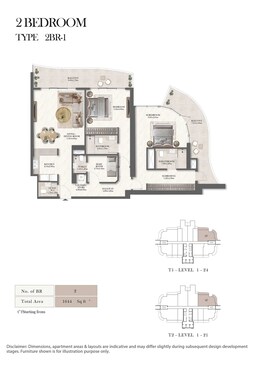 2 Beds 1644 Sq. Ft. Apartment in Royal Radisson Residences