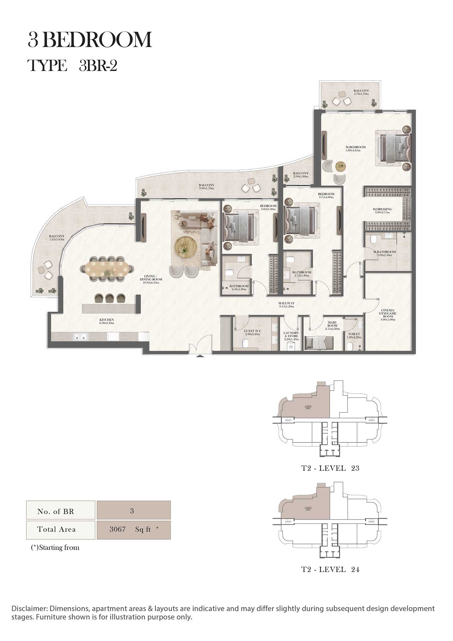 Royal Radisson Residences 3 Beds Layout