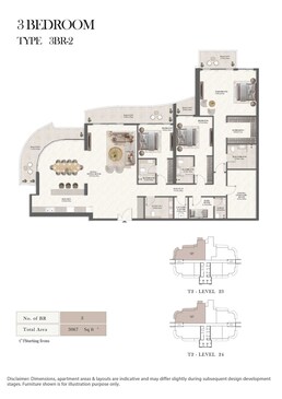 3 Beds 3067 Sq. Ft. Apartment in Royal Radisson Residences