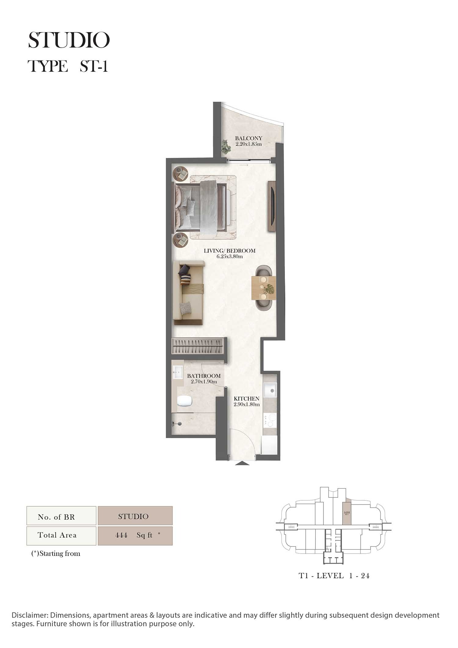 Royal Radisson Residences Studio Layout