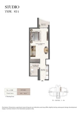 444 Sq. Ft. Studio in Royal Radisson Residences