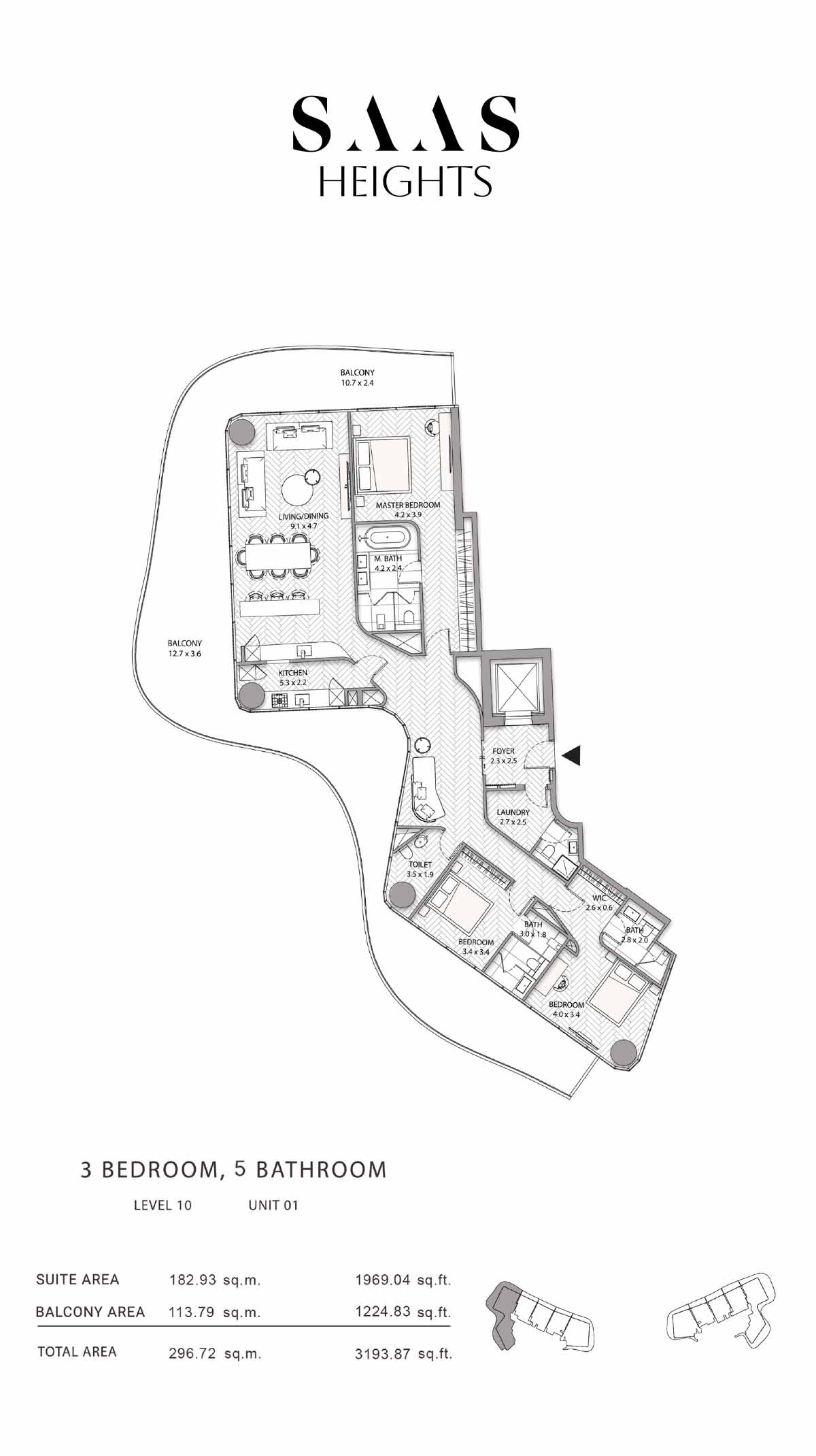 SAAS Heights 3 Beds Layout