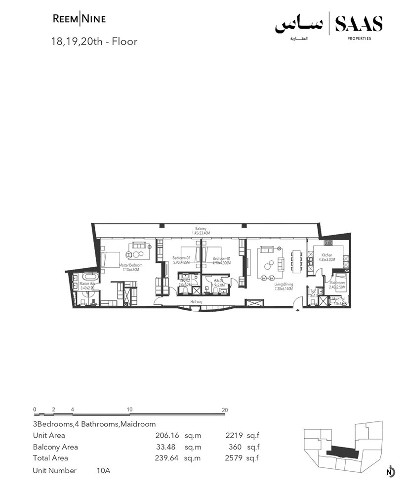 3 Beds 2579 Sq. Ft. Apartment in SAAS Reem Nine