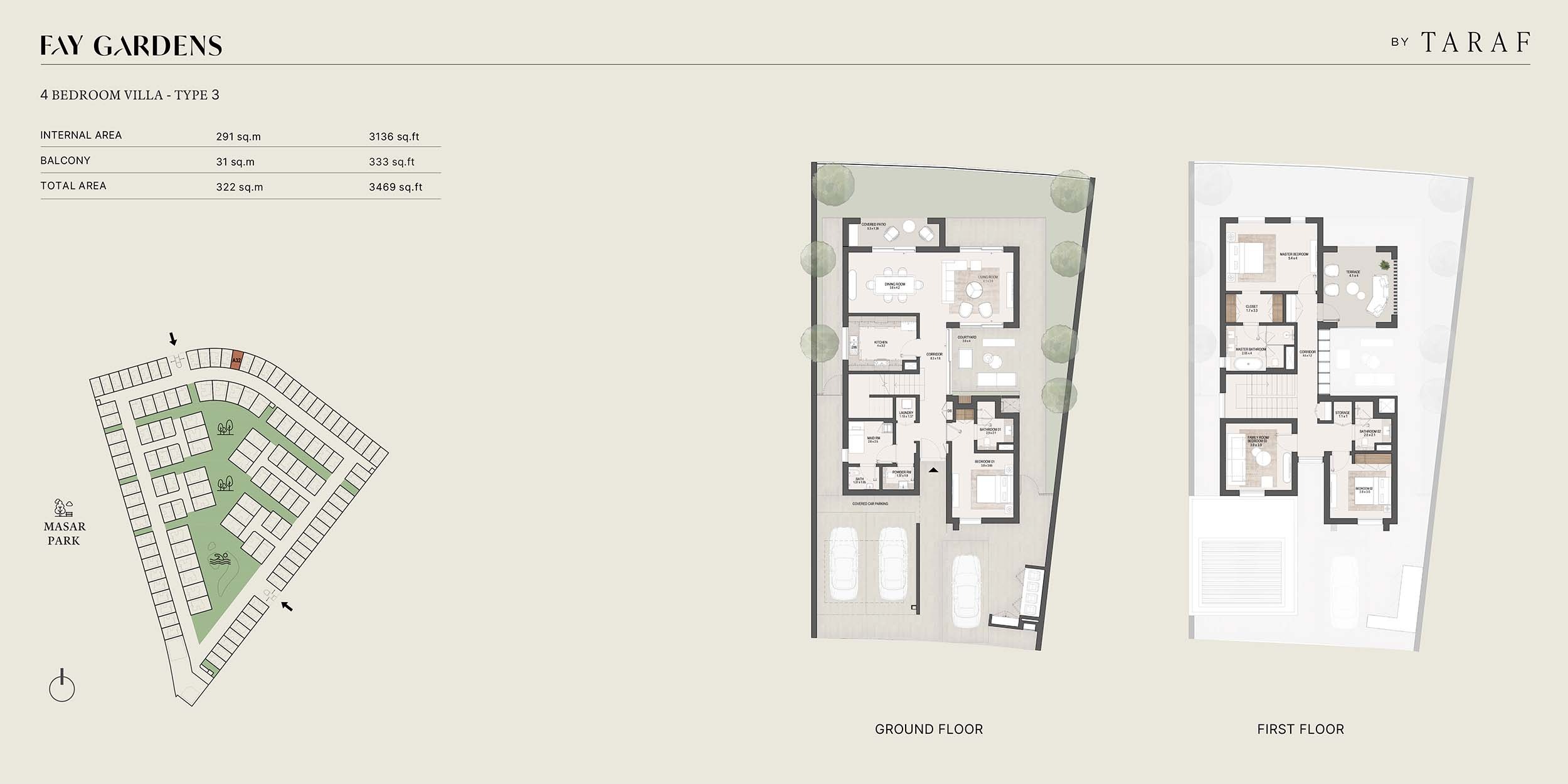 Taraf Fay Gardens 4 Beds Layout