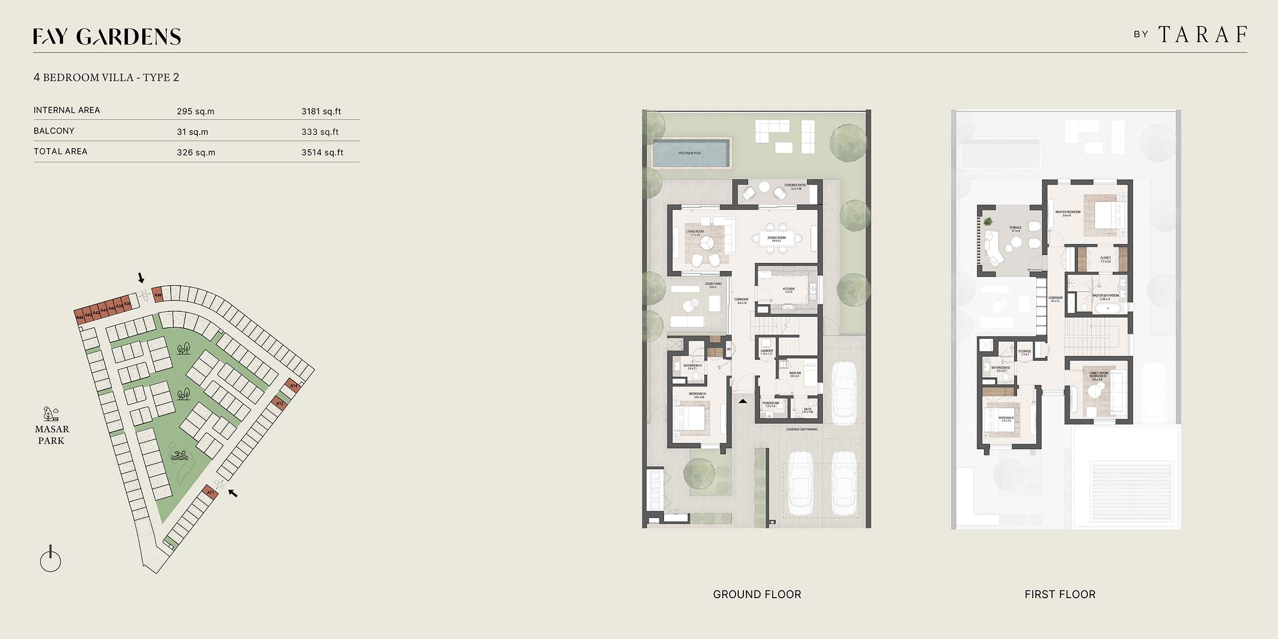 Taraf Fay Gardens 4 Beds Layout