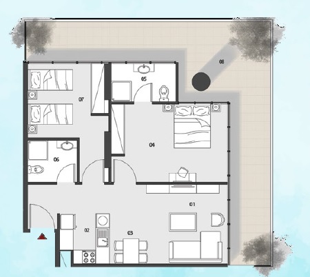 2 Beds 1223 Sq. Ft. Apartment in Webridge Al Maryah Vista