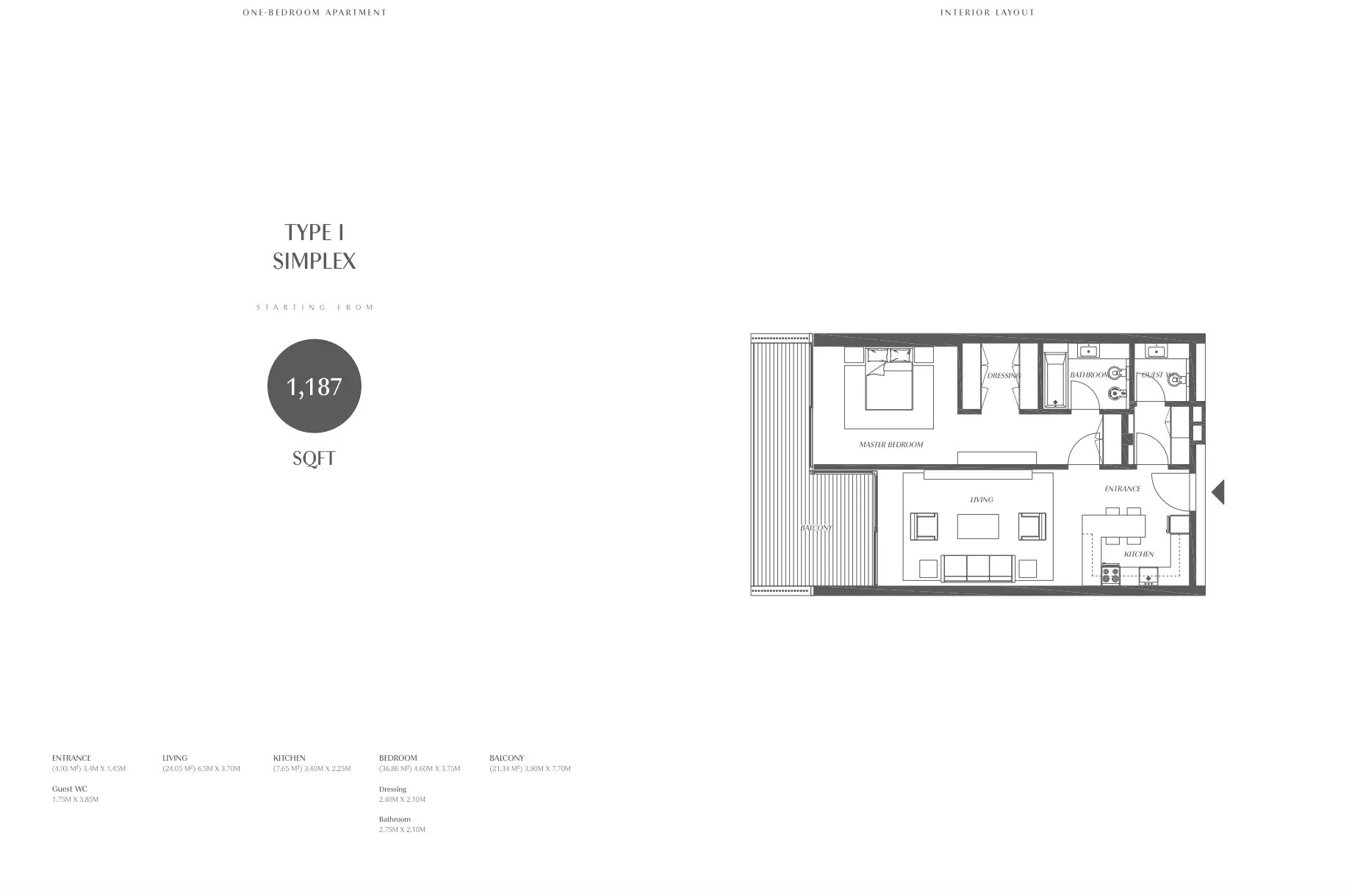 Al Zorah Gateway Porto 1 Bed Layout