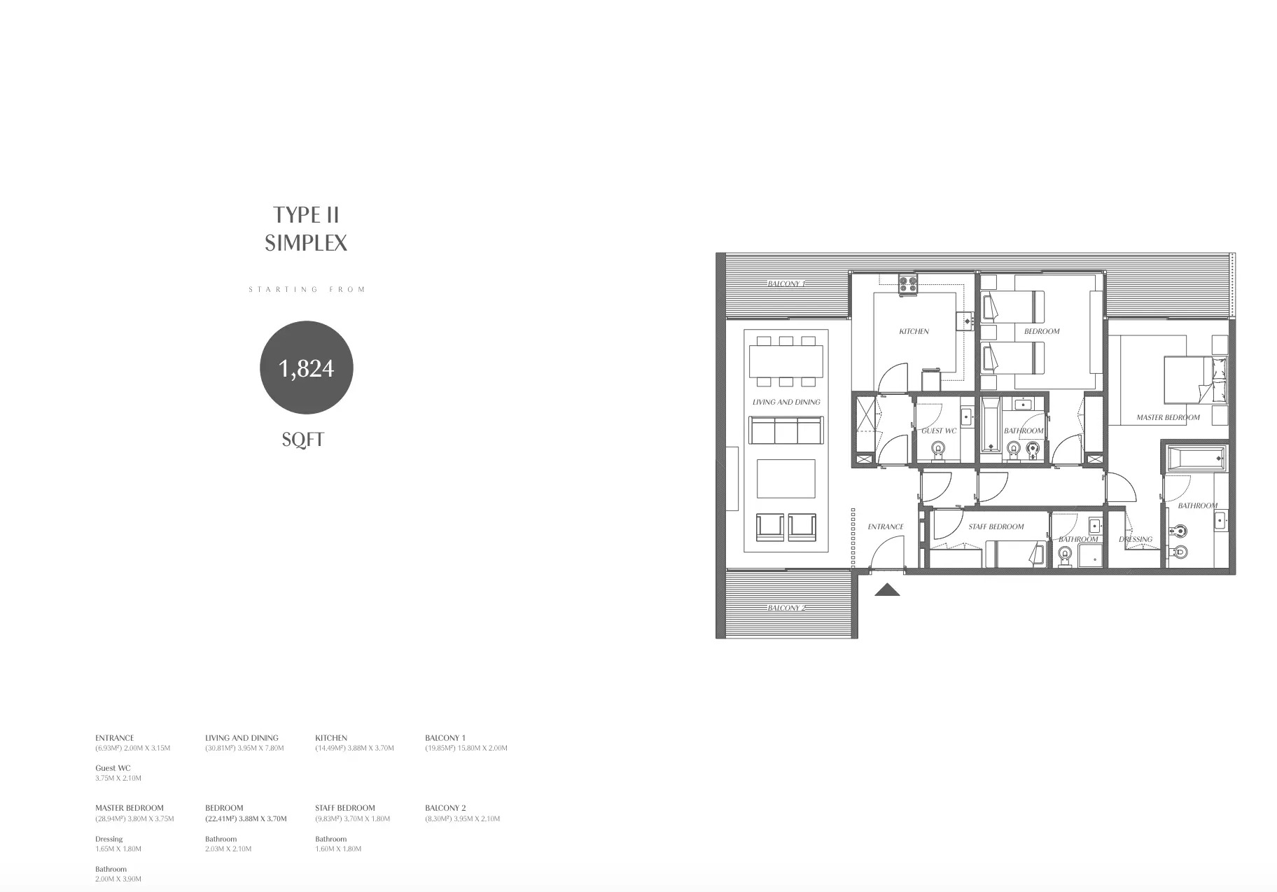Al Zorah Gateway Porto 2 Beds Layout