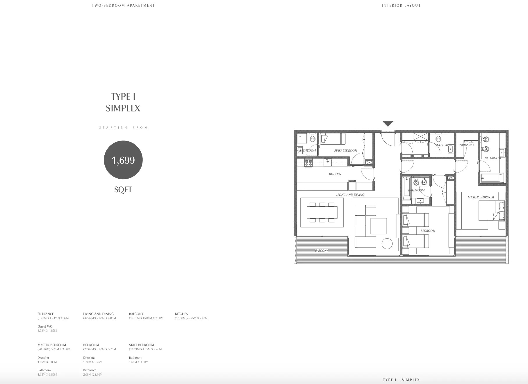 Al Zorah Gateway Porto 2 Beds Layout
