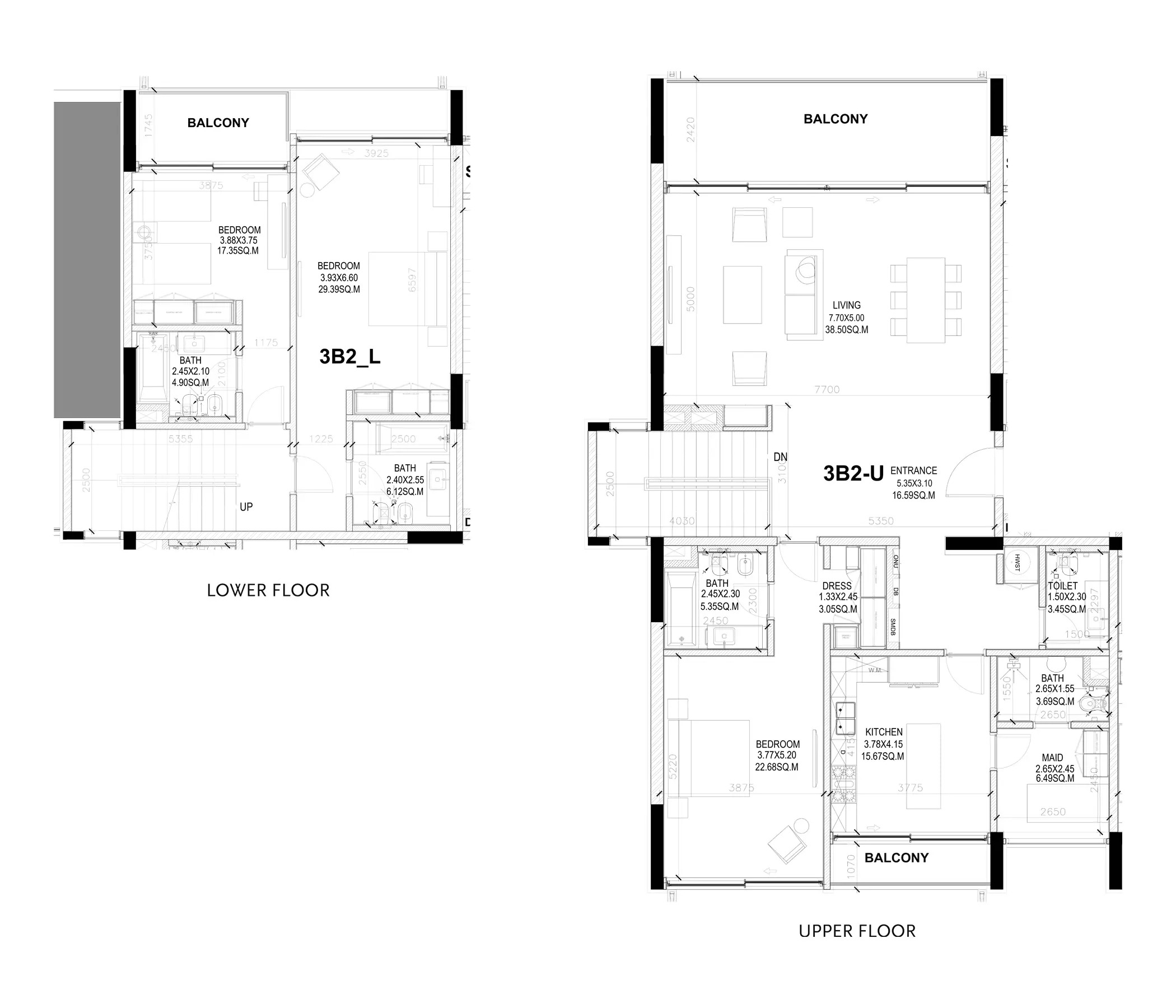 Al Zorah Sealine Residence 3 Beds Layout