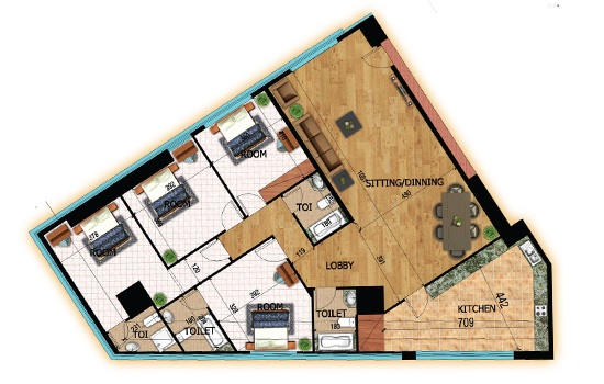 Conqueror Tower 4 Beds Layout