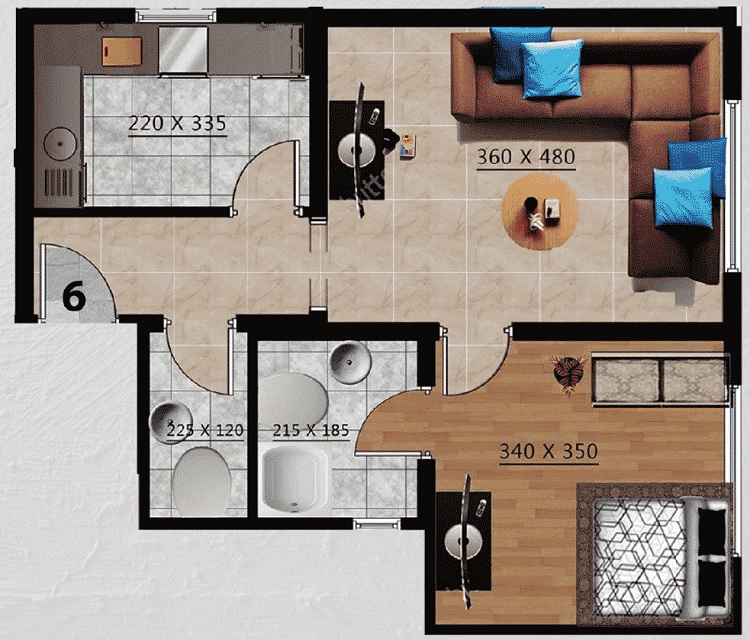 GJ Al Ameera Village 1 Bed Layout