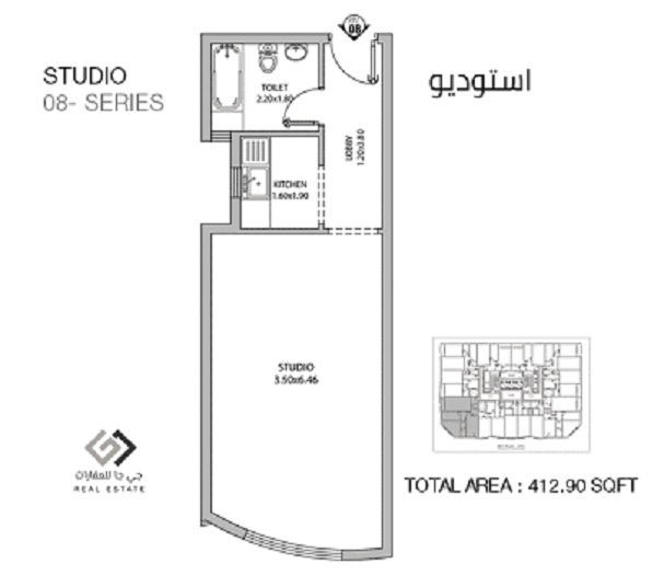 GJ Al Ghoroub Tower Studio Layout