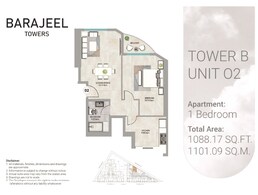 1 Bed 1088 Sq. Ft. Apartment in GJ Barajeel Towers