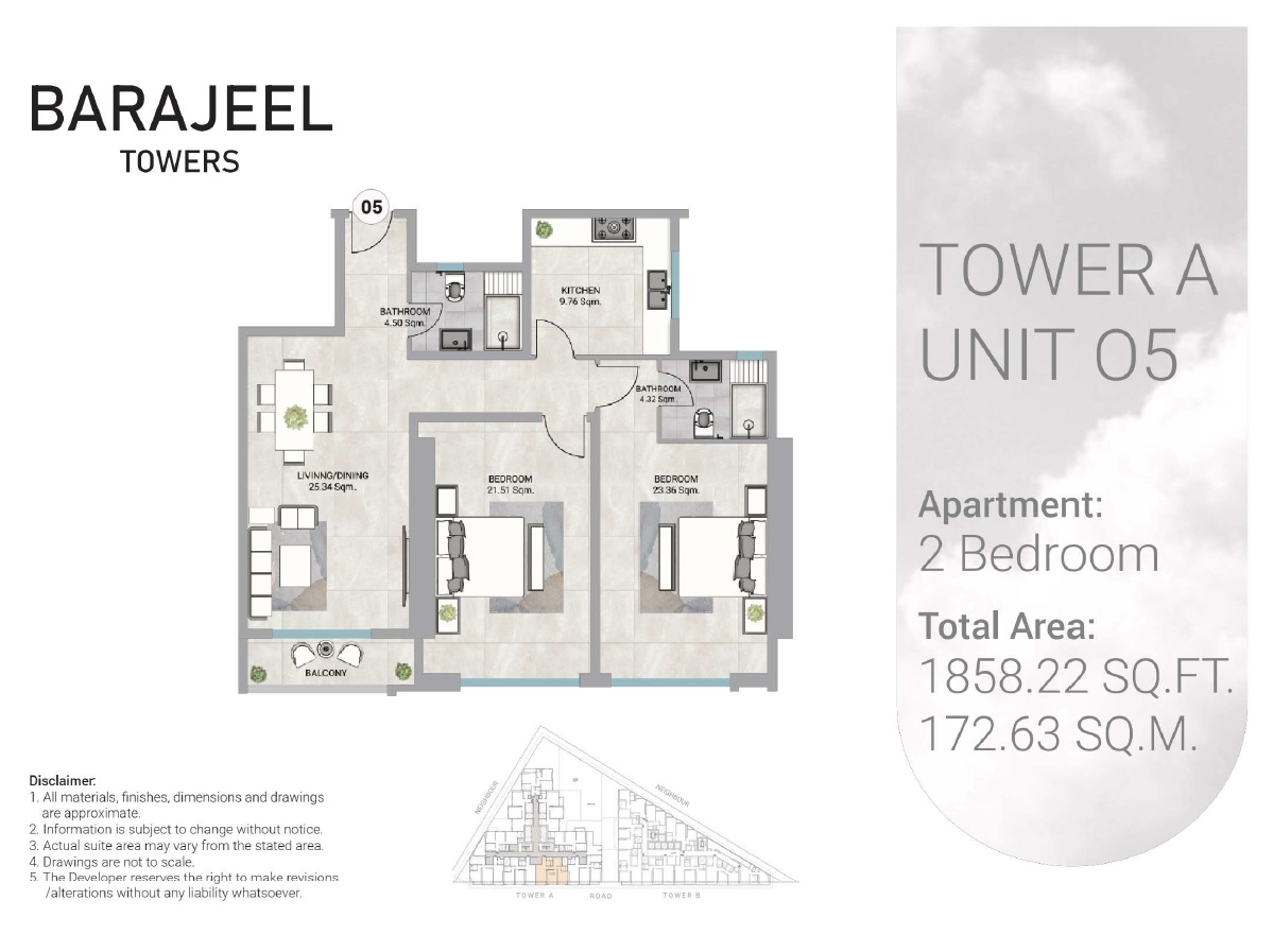 GJ Barajeel Towers 2 Beds Layout
