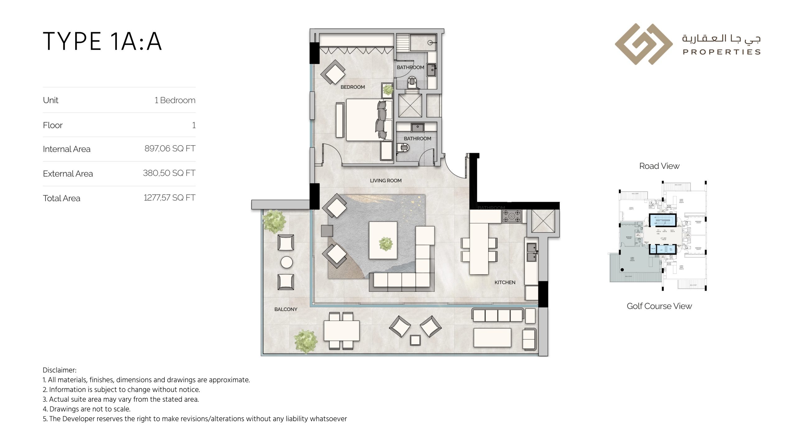 GJ Glam Residence 1 Bed Layout