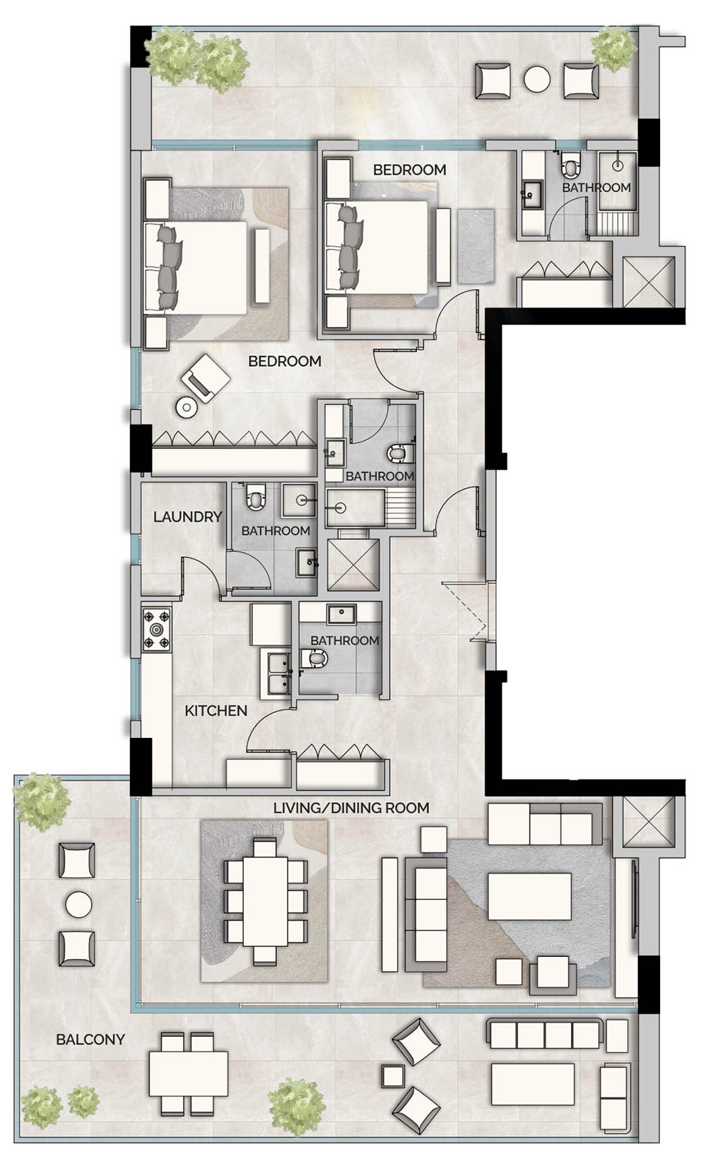GJ Glam Residence 2 Beds Layout