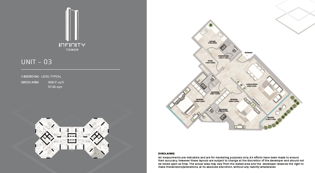 GJ Infinity Towers 2 Beds Layout