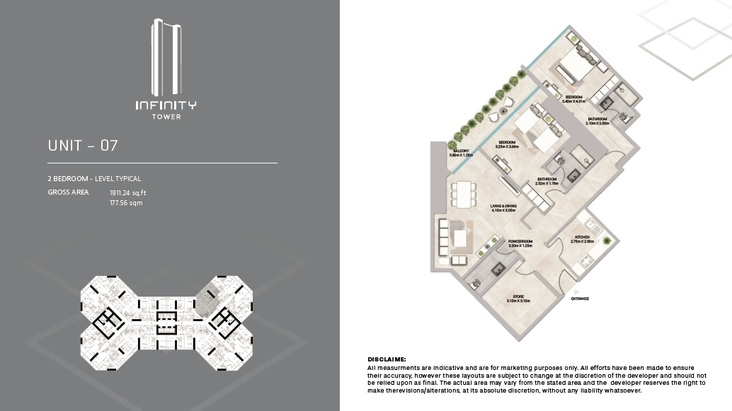 GJ Infinity Towers 2 Beds Layout