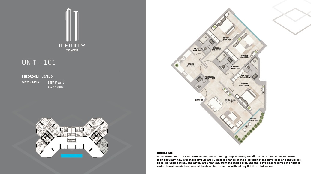 GJ Infinity Towers 3 Beds Layout