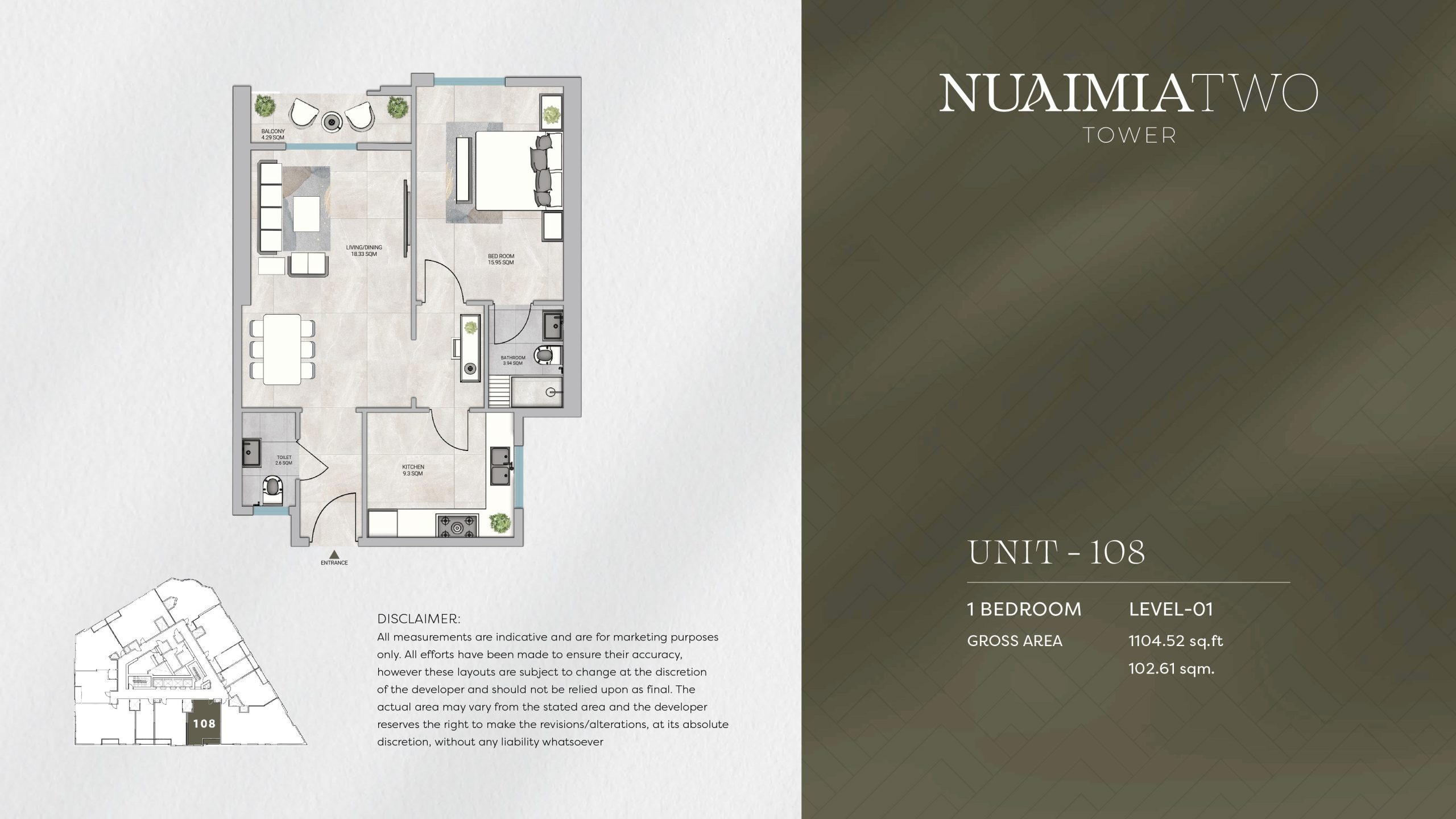 GJ Nuaimia Two Tower 1 Bed Layout