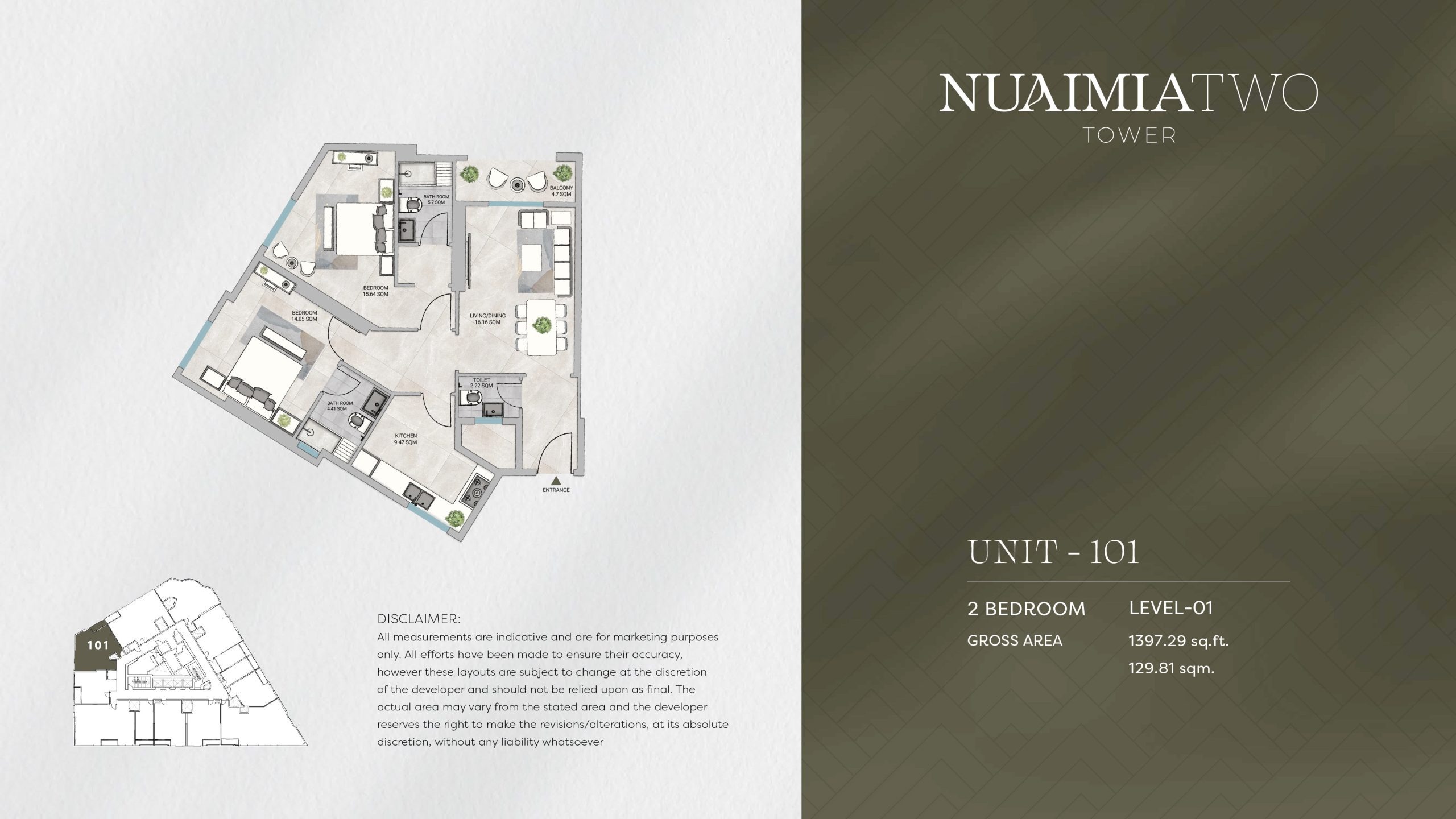 GJ Nuaimia Two Tower 2 Beds Layout