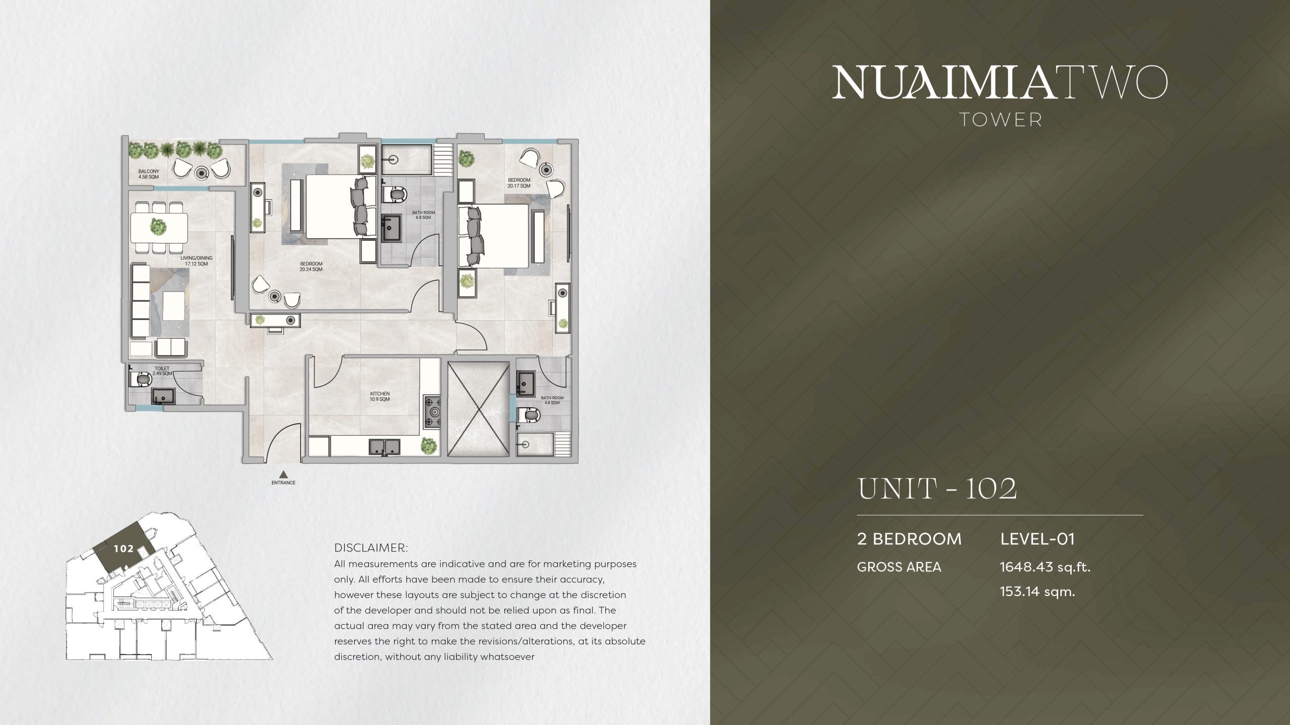 GJ Nuaimia Two Tower 2 Beds Layout