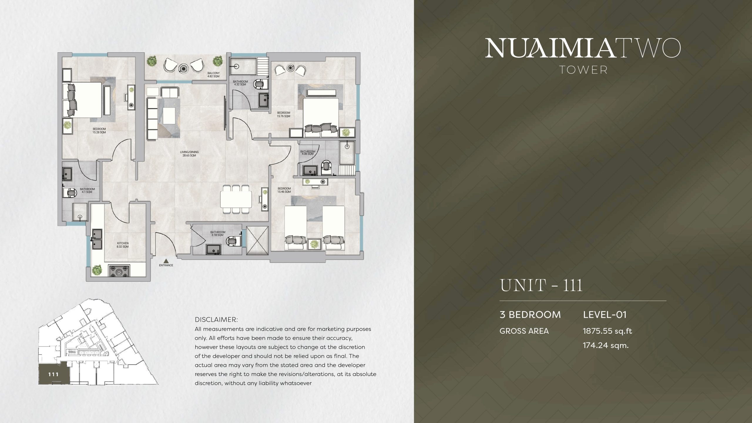 GJ Nuaimia Two Tower 3 Beds Layout