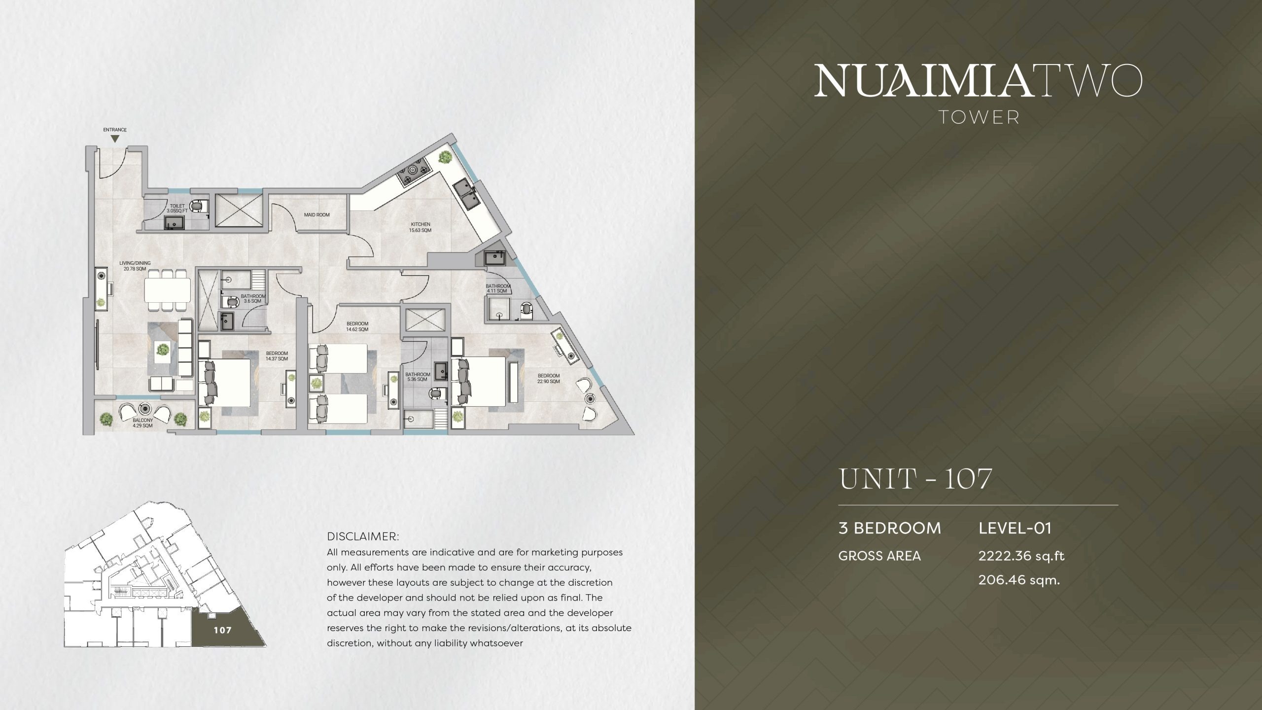 GJ Nuaimia Two Tower 3 Beds Layout