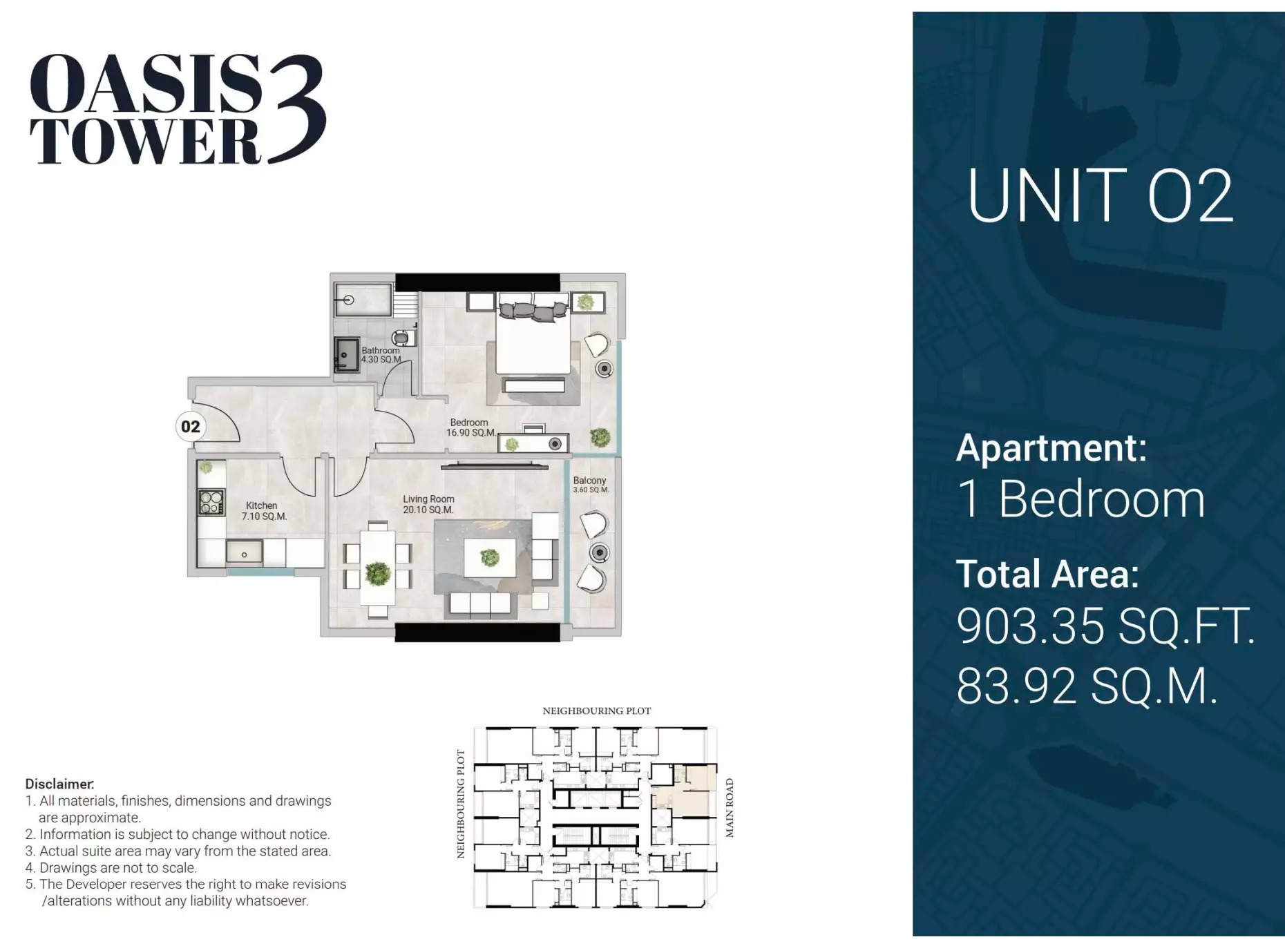 GJ Oasis Tower 3 1 Bed Layout