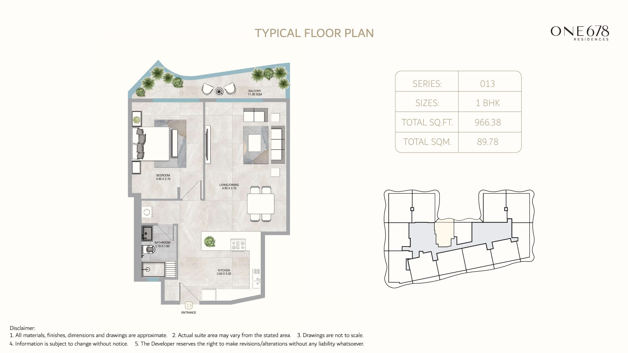 GJ One 678 Residences 1 Bed Layout