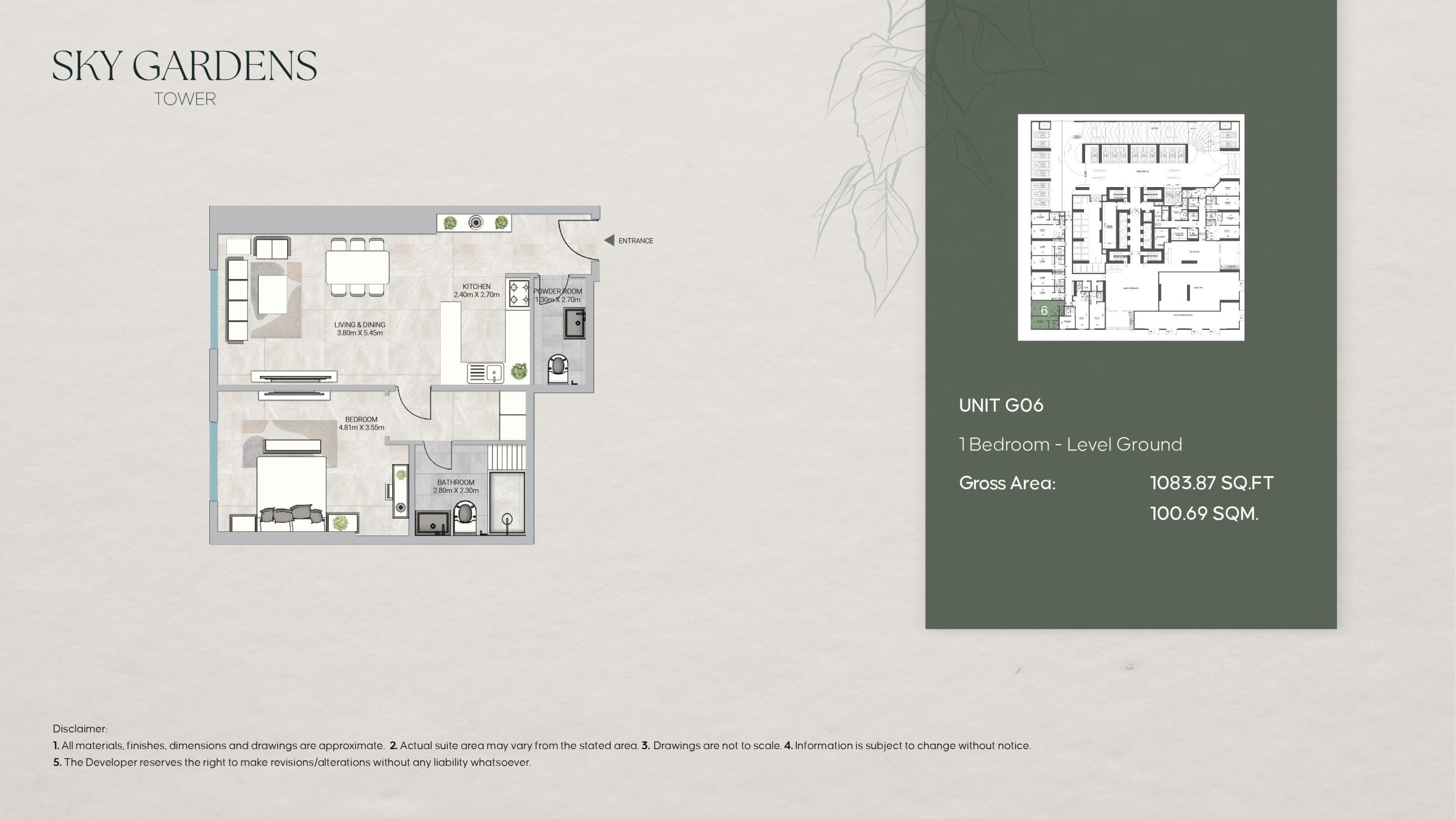 1 Bed 1083 Sq. Ft. Apartment in GJ Sky Gardens Tower