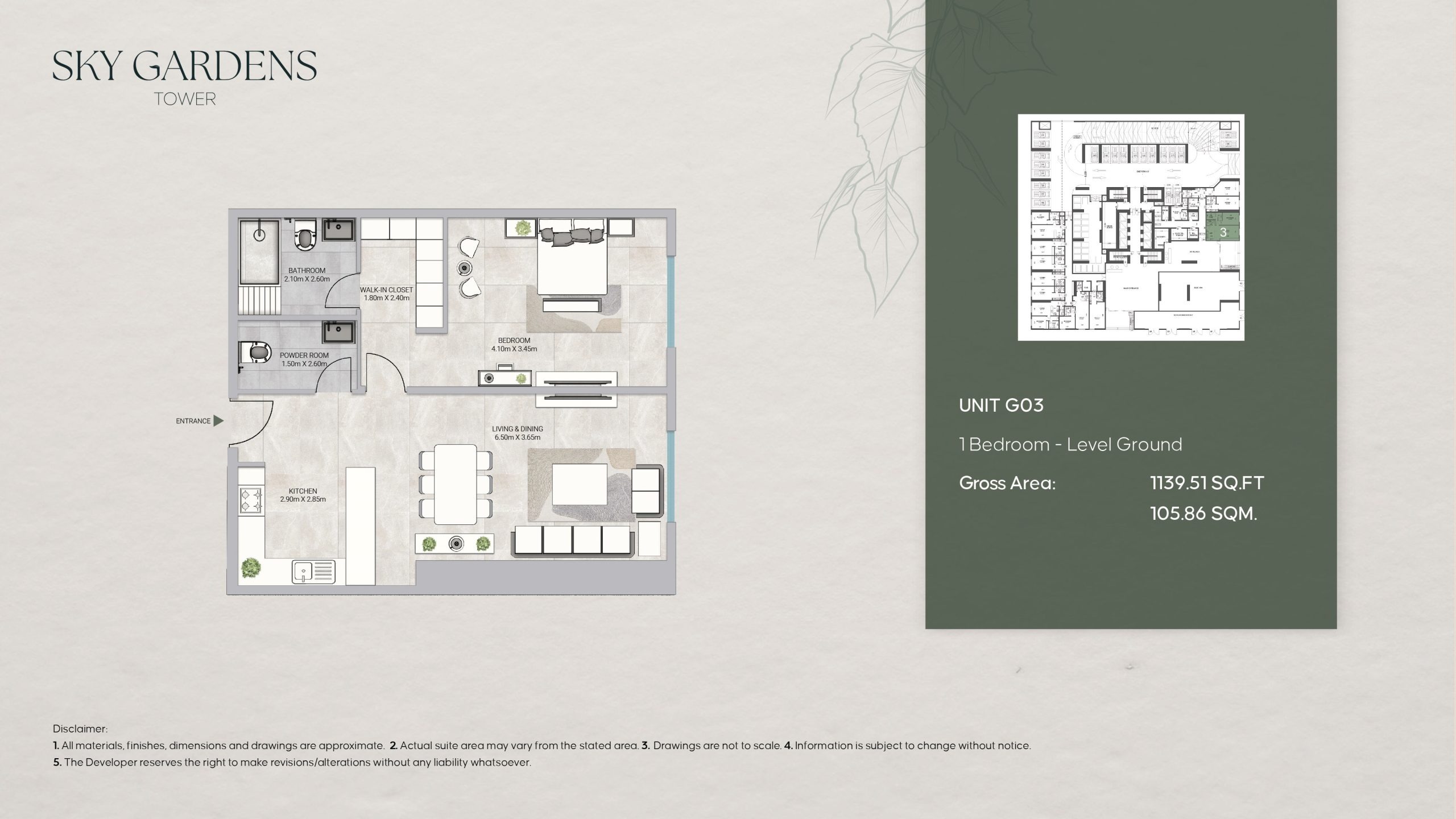 1 Bed 1139 Sq. Ft. Apartment in GJ Sky Gardens Tower