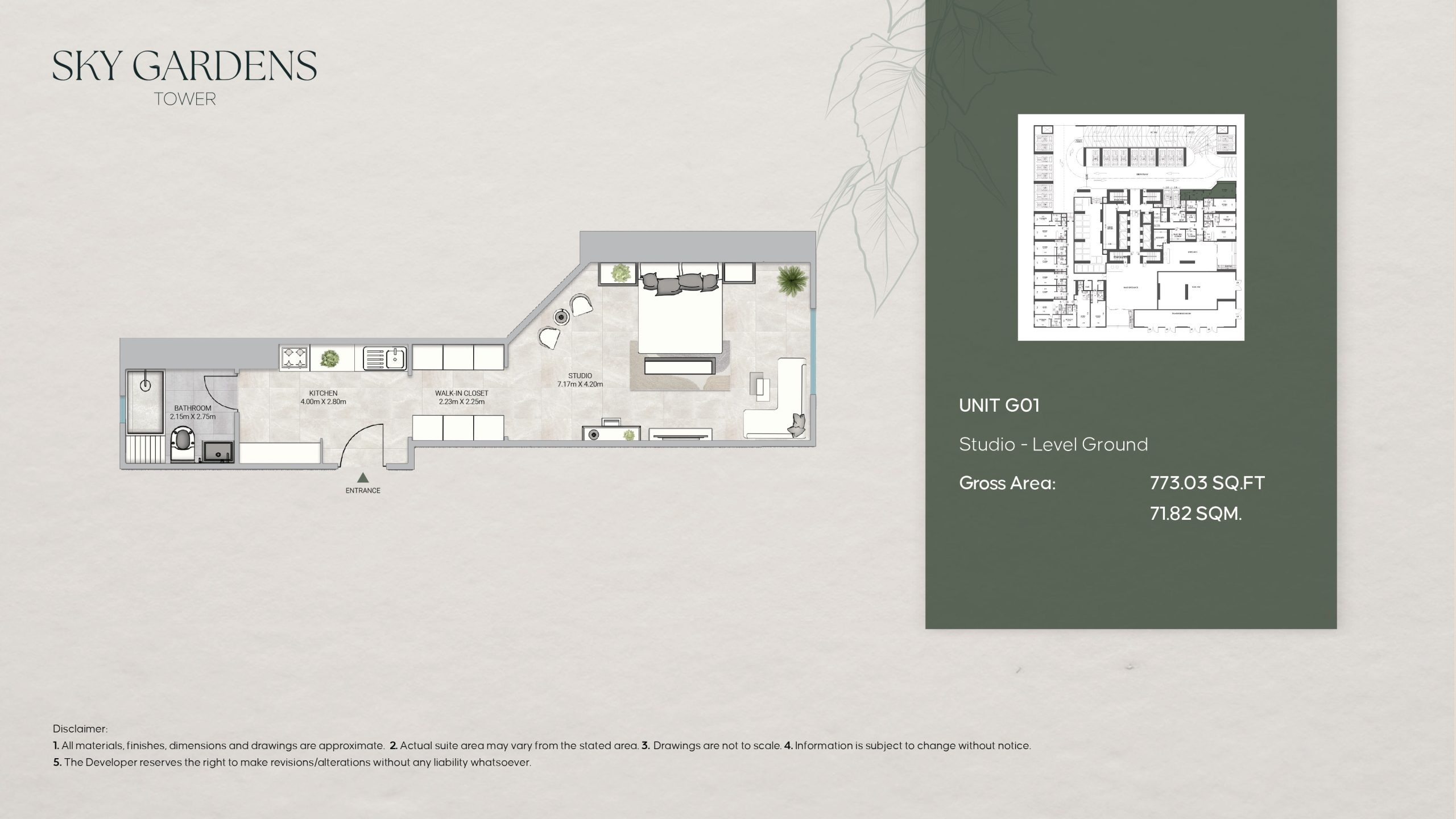 773 Sq. Ft. Studio in GJ Sky Gardens Tower
