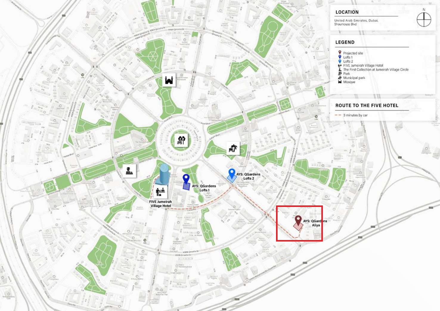 AYS Q Gardens Aliya Location Image