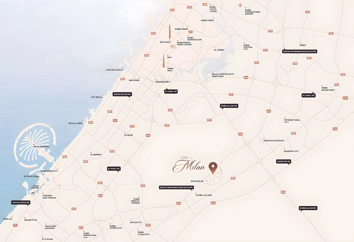 Azizi Milan Heights Location Image