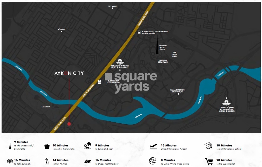 Damac Aykon Heights Location Image