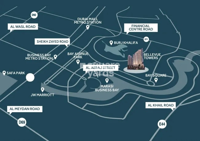 Dubai Bellevue Towers Location Image